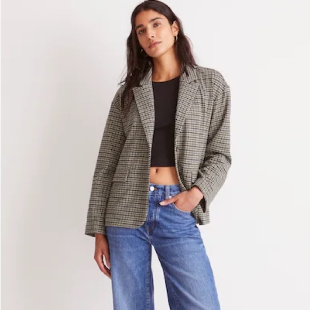 NWT Madewell Oversized Knit Blazer in Houndstooth Size M